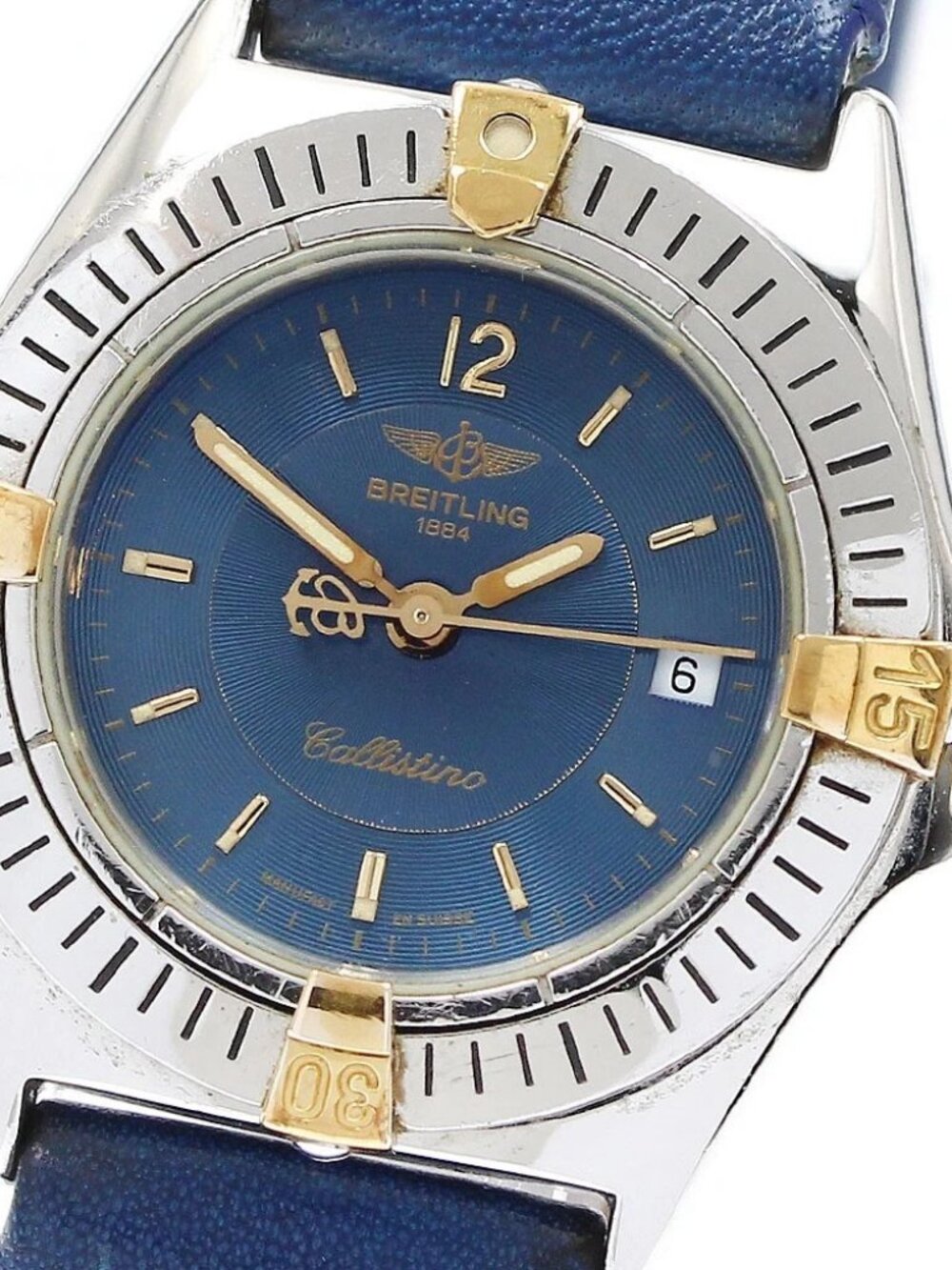 BREITLING Calistino B52044 Date Navy Dial Quartz Ladies Watch_914720
